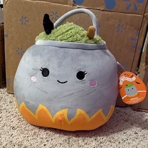 Squishmallows Gray Cauldron with Green Top Halloween Treat Pail